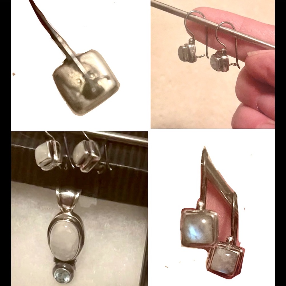 Moonstone / silver pendant & earrings - Picture 6 of 6